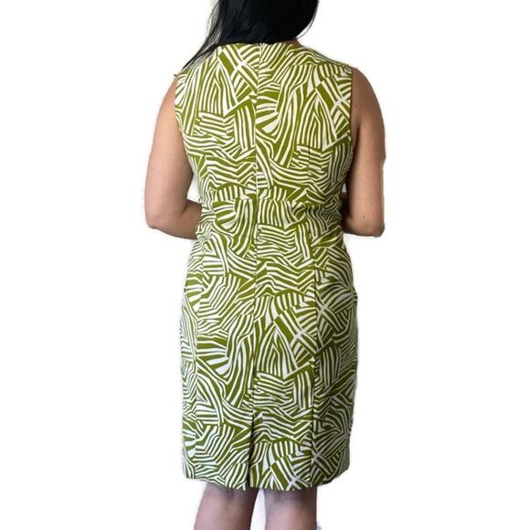 Vintage 90’s Y2K Chartreuse Green Abstract Sheath Dress Size 14 - Picture 4 of 7